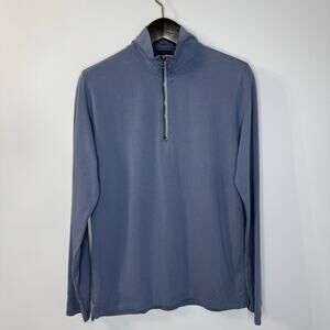 Patrick Assaraf Men's Pima Cotton 1/4 zip Pullover Top Performance Sz M Blue